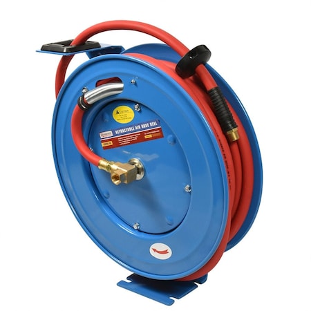 Interstate Pneumatics Professional Grade Heavy Duty Retractable Hose Reel with 1/2 Inch x 50 feet Rubber Hose HSR95-88